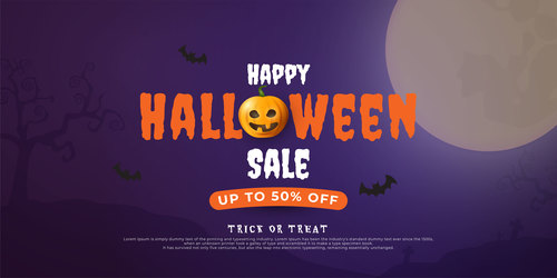 Halloween sale background with bats pumpkin vector