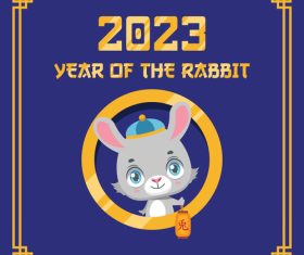 Happy china new year greeting with cute rabbit vector