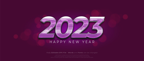 Happy new year 2023 text effect editable vector