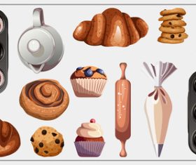 Kitchenware and pastry vector