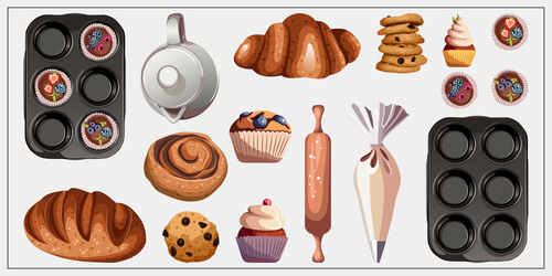 Kitchenware and pastry vector