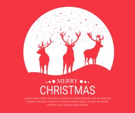 Merry christmas illustration design with deer silhouette snowfall vector