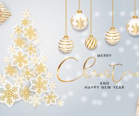 Merry christmas tree with decorate happy new year vector