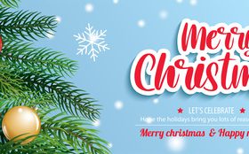 Merry christmas with pine fir lush tree flyer brochure vector