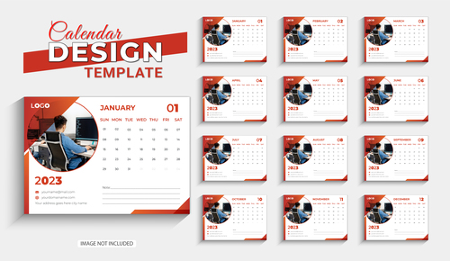 New year modern desk calendar design template 2023 vector