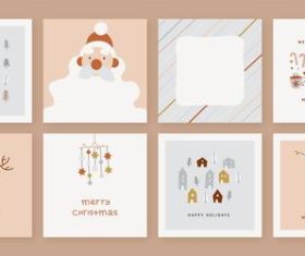 Organic hand drawn christmas cards collection vector