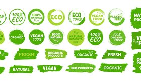 Organic natural healthy food label vector