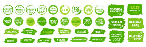 Organic natural healthy food label vector