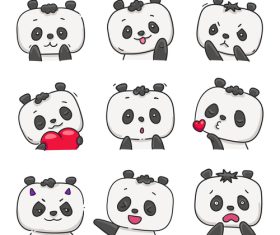 Pandas facial cartoon vector