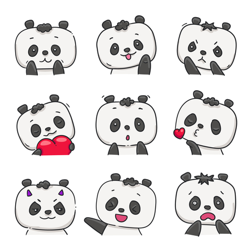 Pandas facial cartoon vector