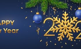 Pine branch and golden snowflake background 2023 New Year greeting card vector