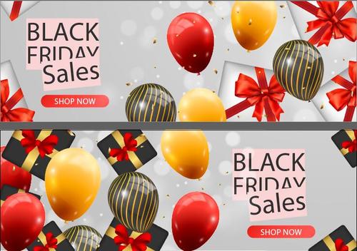 Realistic black friday sale banners vector