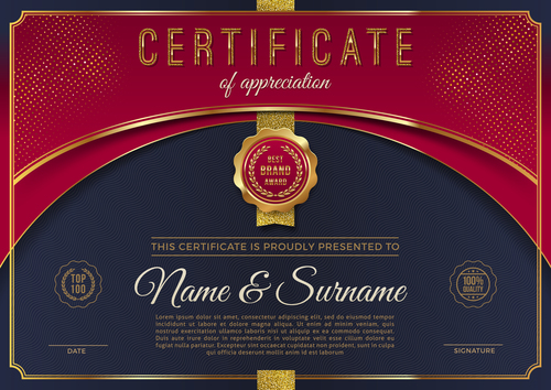 Red and black background certificate templates vector