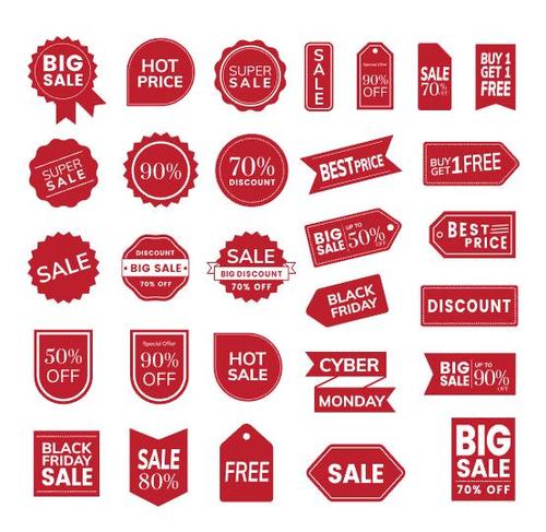 Red sales badge sticker vector