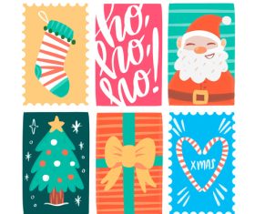 Retro christmas stamp collection vector
