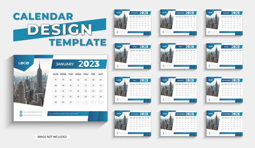 Stylish desk calendar design template for new year 2023 vector