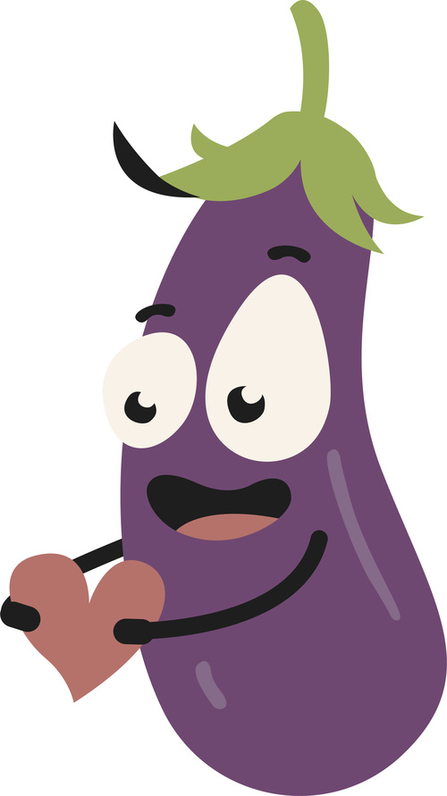 Take the heart-shaped eggplant vector