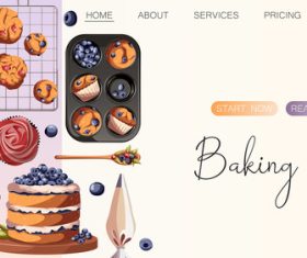 Template website design with pastry kitchen utensils vector
