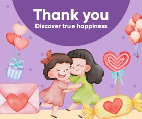 Thank you discover true happiness watercolor style vector