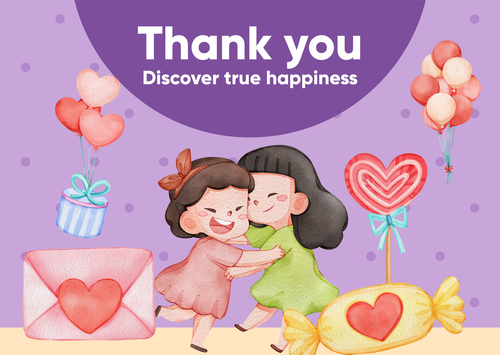 Thank you discover true happiness watercolor style vector
