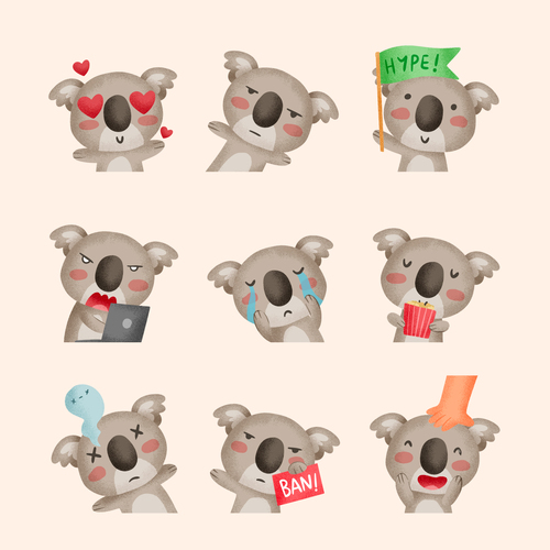 The expression cartoon vector of the sloth
