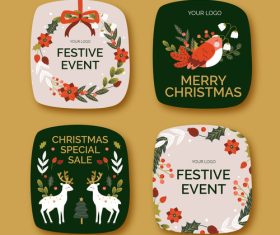 Various christmas elements labels vector