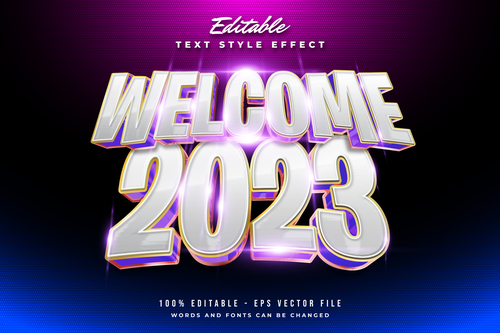 Welcome 2023 text effect vector