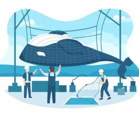Whale hunting vector