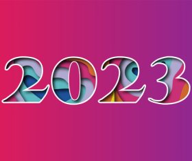 Year 2023 with papercut effect vector