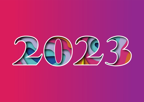 Year 2023 with papercut effect vector