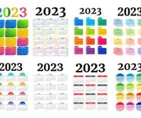 2023 Calendar design vector of different styles