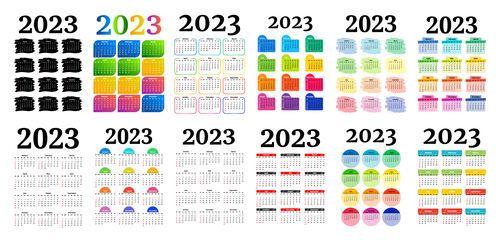 2023 Calendar design vector of different styles