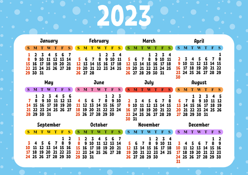 2023 calendar design vector with blue background
