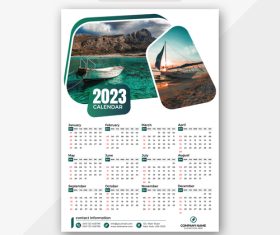 2023 calendar ship background vector