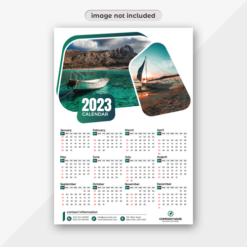 2023 calendar ship background vector