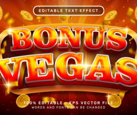 3d bonus vegas editable text effect vector