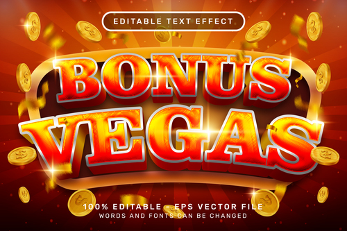 3d bonus vegas editable text effect vector