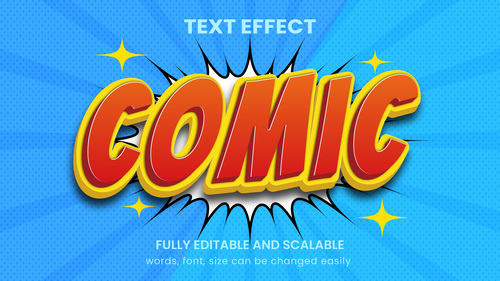 3d comic editable text effect style vector