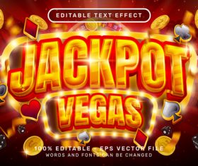 3d jackpot vegas editable text effect vector
