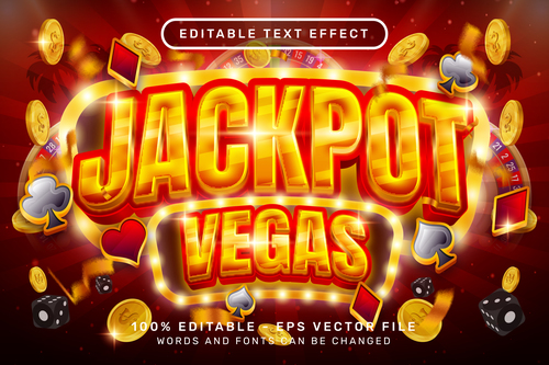 3d jackpot vegas editable text effect vector