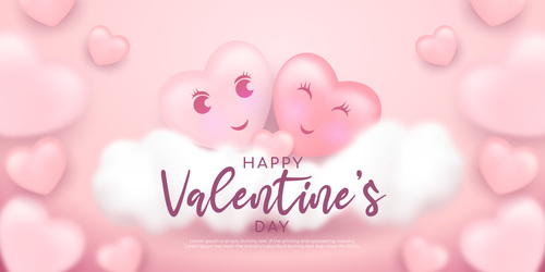 3d love background happy valentines day poster vector