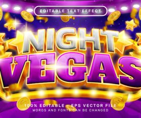 3d night vegas editable text effect vector