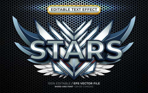 3d stars game badge with editable text effect vector