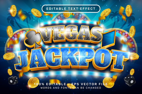 3d vegas jackpot editable text effect vecto