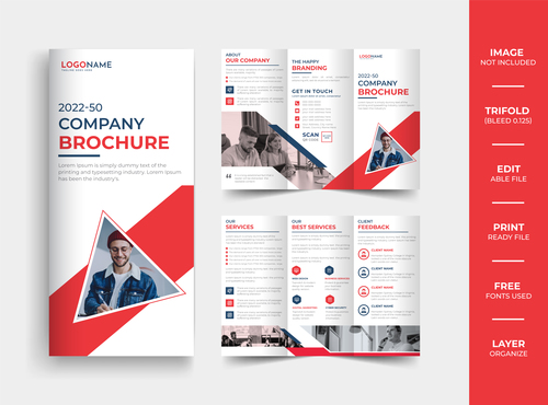 Abstract corporate company trifold brochure vector
