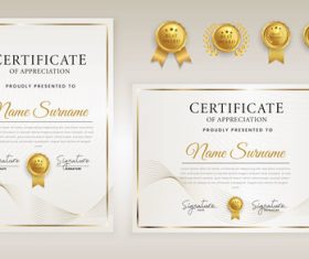 Abstract white and gold luxury certificate vector