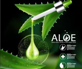 Aloe vera essence cosmetics advertisement vector