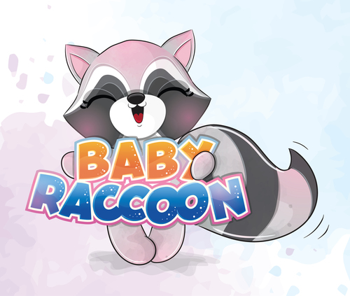 Baby raccoon cartoon illustration vector