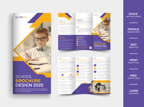 Back to school admission trifold brochure vector