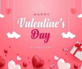 Background with hearts happy valentines day vector